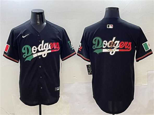 Mens Los Angeles Dodgers Team Big Logo Black Mexico Flag Limited Stitched Jersey